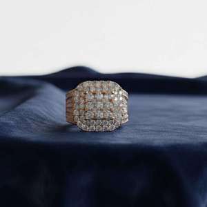 Hip Hop Iced Out Diamond <b>Ring</b> for Men 925 <b>Silver</b> 10K 14K Gold Wide Band Luxury Bling Streetwear Jewelry <b>Statement</b> Gift - Product Image 3