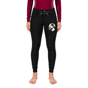 Pantalon d'équitation noir pour femme, taille haute, extensible, avec passants de ceinture, pour la compétition et l'entraînement, vêtements de sport - Product Image 1