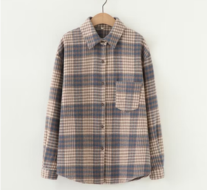 Custom Women Fashion Plaid Flannel Plaid <b>Shirt</b> Heavy Fleece <b>T</b> <b>Shirt</b> Jacket Retro Plaid <b>Shirt</b> - Product Image 1