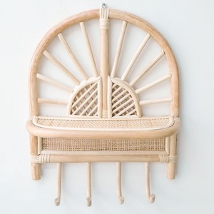 Wood Shelf Rattan <b>Wall</b> Hanging Shelves Storage <b>Wicker</b> <b>Decor</b> Shelf Organizer OEM Customized logo Unique Design - Product Image 5