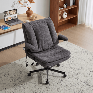 Silla de Oficina con Patas Cruzadas, Soporte Lumbar Dinámico con Airbag, Respaldo Abatible y Brazos Abatibles, Asiento Ancho - Product Image 3