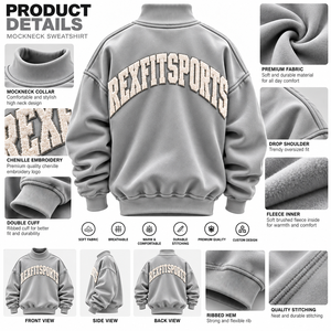 Sudadera de Forro Polar con Cuello Alto y Logotipo Personalizado, Sudadera Oversize con Apliques de Letras 3D, Fabricante de Ropa al por Mayor OEM - Product Image 6