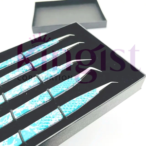 Beauty Parlor Saloon <b>Set</b> 2 Pieces Eyebrow Eyelash Extension Tweezers Customized Color Serrated Tip A+ Grade - Product Image 6