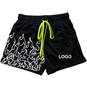 Shorts de sport pour hommes à séchage rapide, respirants, avec cordon de serrage, en toile tricotée unie, doublure en maille compressive, pour la course à pied, la gym et l'entraînement - Product Image 1