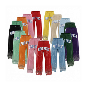 PRO FELT Custom Print Canvas Wide-Leg Jogger Pants 100% Cotton Eco-Friendly Breathable Customized Embroidery Logo Design - Product Image 1