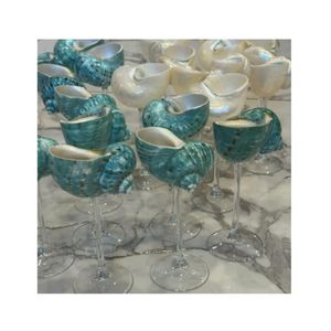 Copa de Vino Clásica Hecha a Mano con Concha de Caracol Natural, Portátil, Reutilizable, Apta para Lavavajillas, para el Hogar, Bodas, Bares, Fiestas, Estilo Costero - Product Image 1