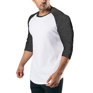 Automne hommes 34 manches vêtements de sport solide coton entraînement entraînement T-Shirt 100% coton coupe ample Fitness hauts pour la course - Product Image 4