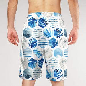 Shorts de bain pour hommes à imprimé floral, séchage rapide, avec cordon de serrage, style décontracté, pour l'été - Product Image 4