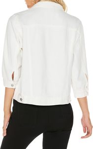 Chaqueta vaquera blanca para mujer, estilo camionero, de otoño, ecológica, transpirable, cortavientos, acolchada, de manga larga, tres cuartos, de nailon - Product Image 2