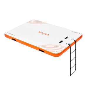 Plateforme flottante gonflable antidérapante 8 x 6 pieds avec échelle portable détachable de 6 pieds pour installations aquatiques de loisirs - Product Image 1