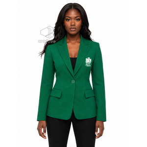 Blazer pour femme Iota Phi Lambda à simple boutonnage, brodé, à revers crantés, veste de costume ajustée pour le bureau et les affaires, tenue de travail formelle - Product Image 5