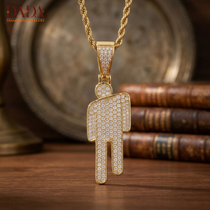 Collier pendentif robot entièrement serti de diamants avec chaîne en corde, bijoux personnalisés hip-hop pour hommes - Product Image 5