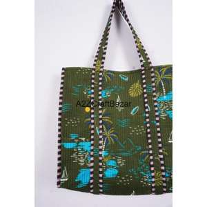 Bolso de compras ecológico estilo bohemio indio a rayas, hecho a mano, de algodón acolchado, grande, con asa larga, para fiestas y exposiciones - Product Image 3