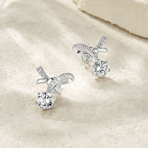 Pendientes de Diamantes Redondos Modernos para Mujer, Cultivados en Laboratorio, Certificados por IGI, Color D E F, Claridad VVS VS, Oro, Oro Rosa, Oro Blanco, Plata - Product Image 2