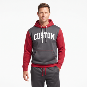 Sweat à capuche tricoté pour homme 2026, coupe classique, couleur contrastante, en polyester, avec poche kangourou, vêtement de sport décontracté, logo personnalisé - Product Image 1