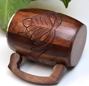 Taza de Madera para Té o Café, Artículos Decorativos para Mesa, Artículos Decorativos para el Hogar, Regalo para Amigos con Acero - Product Image 2