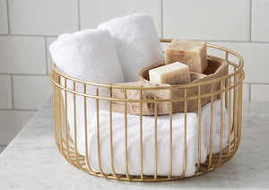 Modern Metal <b>Wire</b> <b>Storage</b> <b>Basket</b> with Handle Circle Shape for Neatening Multi-Purpose Use Stylish Tabletop Accent - Product Image 5