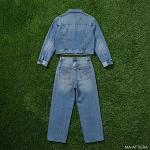 Women Blue Denim Jacket And Straight Leg Jeans Set Casual Two Piece Matching Denim Outfit <b>Streetwear</b> Fashion Clothing - Product Image 6