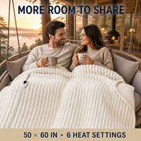 Couverture chauffante électrique double face en fausse fourrure 50*60 pouces 110V/220V 10 réglages de chaleur Arrêt automatique Certifiée CE RoHS