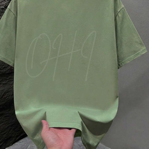 Camiseta de Algodón Extra Grande para Hombre con Logotipo Personalizado, Estilo Urbano Moderno, Color Sólido, Suave, Transpirable, Ecológica, de Secado Rápido, Cuello Redondo, Informal - Product Image 2