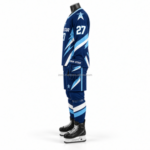Ensemble d'uniformes de hockey personnalisés sublimés, vêtements de sport d'équipe, maillot et pantalon en mesh respirant à séchage rapide, fabricant en gros, fournisseur OEM - Product Image 3