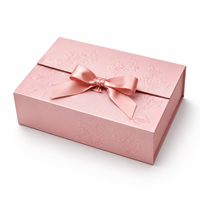 Boîte cadeau personnalisée avec ruban rose, emballage en papier rigide de luxe, boîte pliante à fleurs en relief, vente en gros