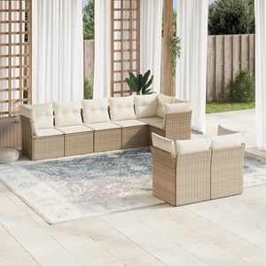 Conjunto de Sofás Modulares Grandes de Ratán Sintético PE Beige para Jardín, Muebles Modulares Cómodos para Exteriores - Product Image 1