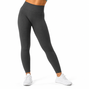 Custom Women's Ribbed <b>Seamless</b> Gym <b>Leggings</b> High Waist Ribbed <b>Seamless</b> <b>Leggings</b> Women's Workout Yoga <b>Leggings</b> OEM Private Label - Product Image 1