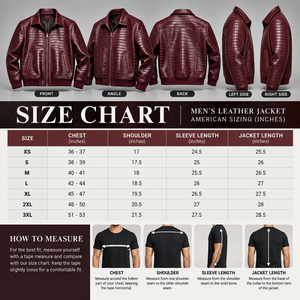 Chaqueta de Invierno Mego Industry para Hombre, con Cuello Alto, Estampado Animal, Cuero PU Grabado Color Borgoña, Estilo Urbano, Ecológica, Hecha a Mano, con Cierre de Cremallera de Lujo - Product Image 3