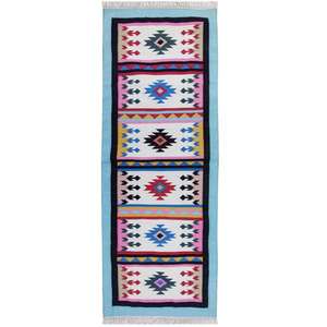 Tapis en coton à motifs Kilim intemporel pour entrée de studio de yoga ou zones de cuisson 047 - Product Image 1