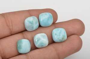 Larimar naturel cabochon taille coussin, pierre précieuse en vrac, vente en gros, pour la fabrication de bijoux en argent, dos plat, fournisseur de bijoux faits à la main - Product Image 2
