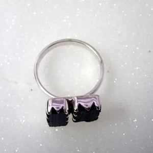 Bague élégante en argent sterling 925, bijoux fins faits à la main avec tourmaline noire naturelle et diamant, pour mariages, fêtes, cadeaux - Unisexe - Product Image 3