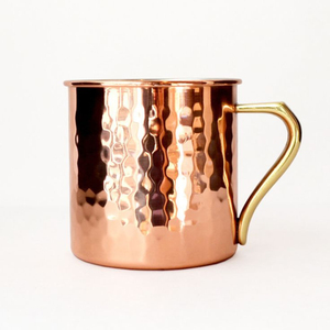 Modern Designer Pure Copper Hammered Moscow Mule <b>Mugs</b> With Brass Handle Perfect For Cocktails Beer And Iced Beverages - Product Image 1