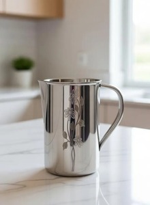 Carafe à eau élégante en acier inoxydable avec couvercle, finition martelée décorative, pichet à boisson en métal pour restaurant, hôtel, maison, cuisine - Product Image 3
