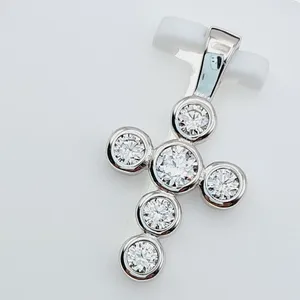 Unisex Stunning Vintage Cross Pendant with Round Cut Moissanite Diamond Sterling <b>Silver</b> Plated Pendants & <b>Charms</b> - Product Image 4