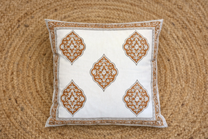 ปลอกหมอนผ้าฝ้ายพิมพ์ลายบล็อกสี่เหลี่ยม สีเบจและสีขาว สำหรับตกแต่งบ้าน - Product Image 2