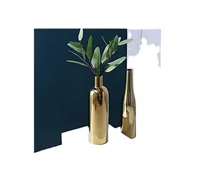黄铜仿古花瓶风格金属单花瓶单件包装瓶形装饰花瓶