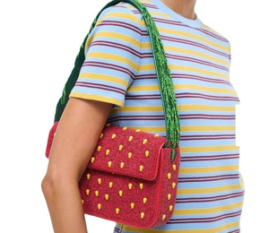Sac à bandoulière brodé à la main pour femme avec perles de rocaille, artisanat de qualité supérieure, couleurs vibrantes, impression typographique, élégant - Product Image 2