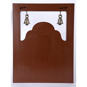 12 \ "Lord Ganesha Colgante de pared Artefacto de bendición espiritual Escultura de madera y latón con campanas - Product Image 3