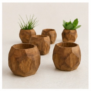 Maceta de Madera Geométrica Hecha a Mano al por Mayor para Suculentas, Mini Maceta Ecológica de Madera Maciza para Interiores, Hogar y Jardín - Product Image 4