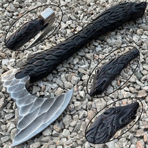 wholesale customized price Damascus steel blade <b>axe</b> Engraved wooden <b>handle</b> <b>axe</b> Authentic Norse style <b>axe</b> Odin Viking collectible - Product Image 1