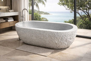 Bañera independiente moderna de superficie sólida - Bañera de resina de piedra para baño de lujo de Vietnam - Product Image 4