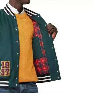 Vestes universitaires personnalisées en laine avec manches en cuir, vestes de style streetwear tendance pour l'hiver - Product Image 2