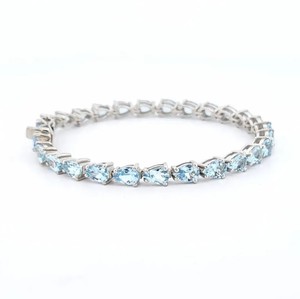 Natural Sky Blue Topaz <b>Charm</b> Bracelet Sterling Silver White Gold Plated Luxury Gemstone Jewelry Women Anniversary Gift 12g Third - Product Image 1