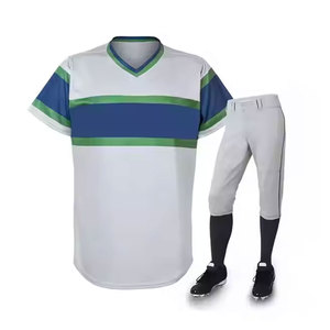 Nouvelles tenues de baseball personnalisées très demandées, respirantes, séchage rapide, haute qualité, 100 % polyester, ensembles à col en V, techniques d'impression - Product Image 1