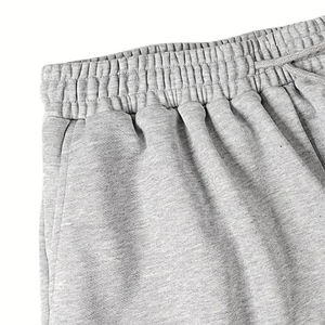 Men Solid 100% Cotton Canvas High Street Shorts Elastic Waist Casual Mid Length Plain Dyed Knitted Breathable Windproof Style - Product Image 3