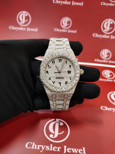 Reloj Hip Hop de movimiento automático de acero inoxidable hecho a mano de alta calidad VVS Moissanite Diamond Full Iced Dial Exportador indio - Product Image 2