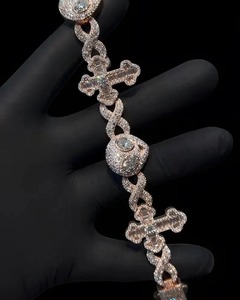 VVS Moissanite Diamond <b>Cross</b> <b>Bracelet</b> 925 Sterling <b>Silver</b> Infinity <b>Cross</b> Baguette and Round Cut Moissanite Tennis <b>Bracelet</b> - Product Image 4