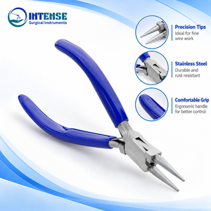 Professional Stainless Steel <b>Round</b> <b>Nose</b> Jewelry Making <b>Pliers</b> Blue Ergonomic Handle Precision Wire Bending Beading Craft Tools - Product Image 6