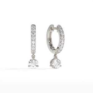 Dainty Round Cut Moissanite Huggie <b>Hoop</b> <b>Earrings</b> 925 <b>Silver</b> Fine Jewelry for Women's Gift For Wedding Engagement - Product Image 2